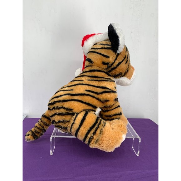 Bengal Tiger 14 Inch Hugfun Holiday Red Cable Knit Hat Pink Nose Gold Sparkle Ey - Picture 3 of 16